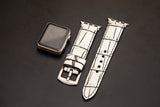 WHITE&BLACK CROCODILE BELLY LEATHER STRAP