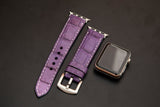 PURPLE CROCODILE BELLY LEATHER STRAP