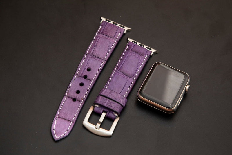 PURPLE CROCODILE BELLY LEATHER STRAP