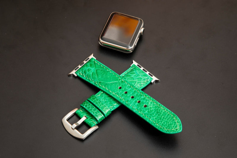 GREEN OSTRICH LEATHER STRAP