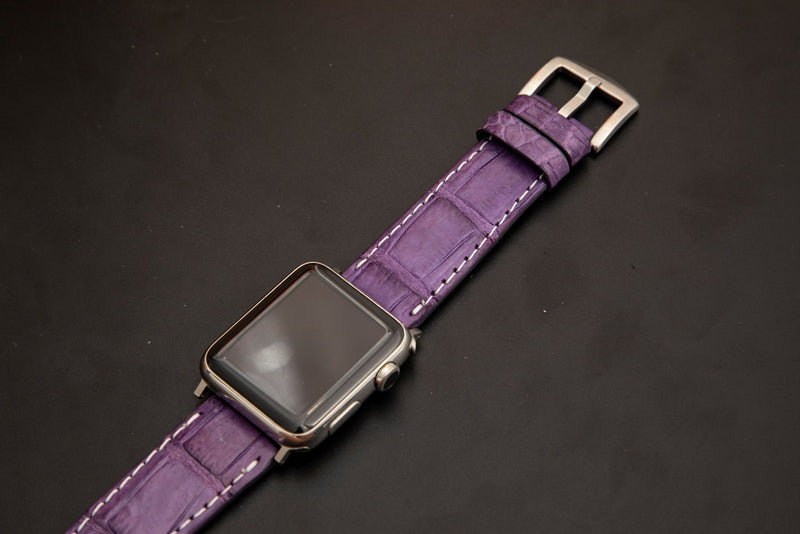 PURPLE CROCODILE BELLY LEATHER STRAP