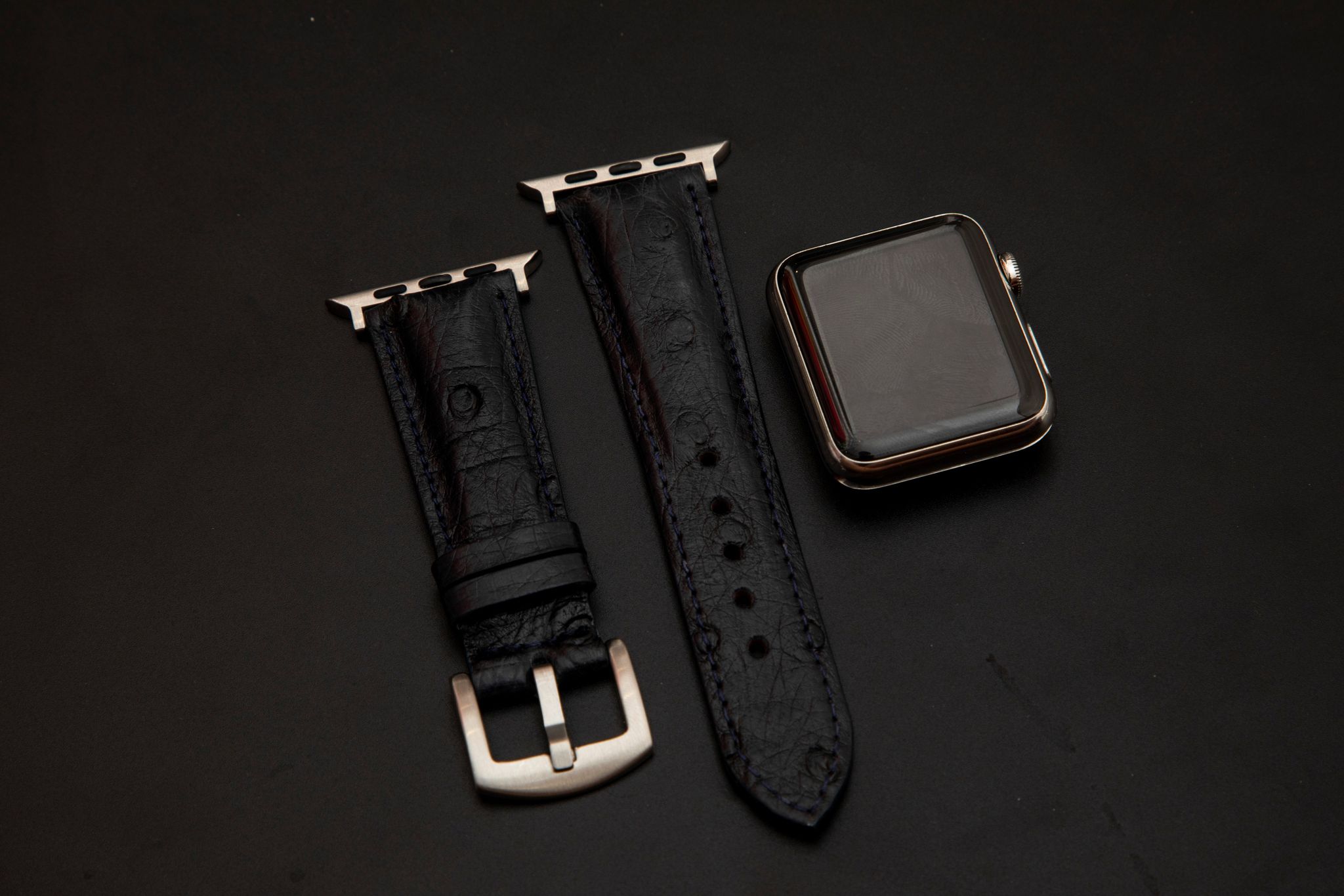 BLACK OSTRICH LEATHER STRAP