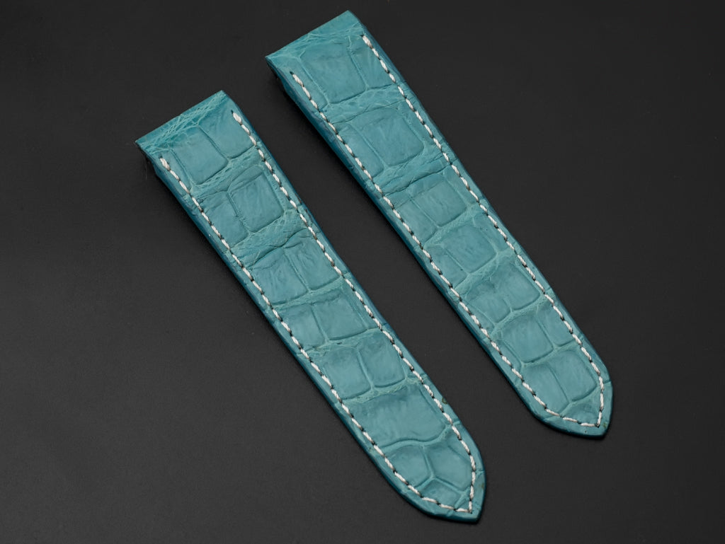 BLUE CROCODILE BELLY LEATHER STRAP