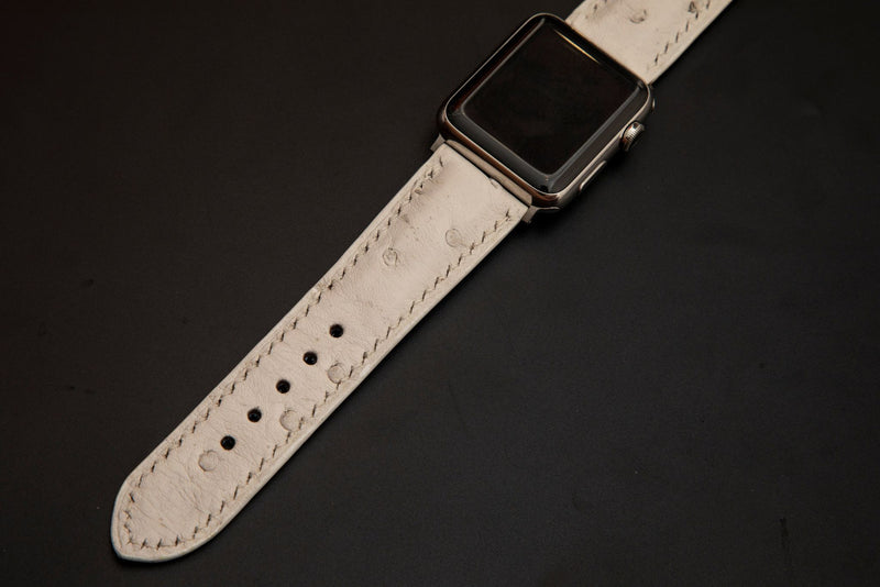 WHITE OSTRICH LEATHER STRAP