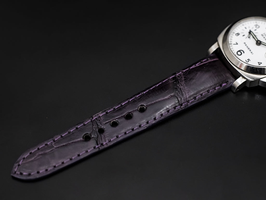 PURPLE CROCODILE BELLY LEATHER STRAP