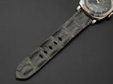 GREY CROCODILE HORNBACK LEATHER STRAP