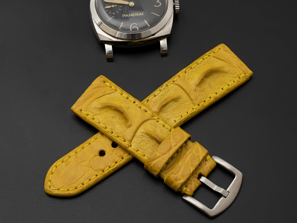 YELLOW CROCODILE HORNBACK LEATHER STRAP