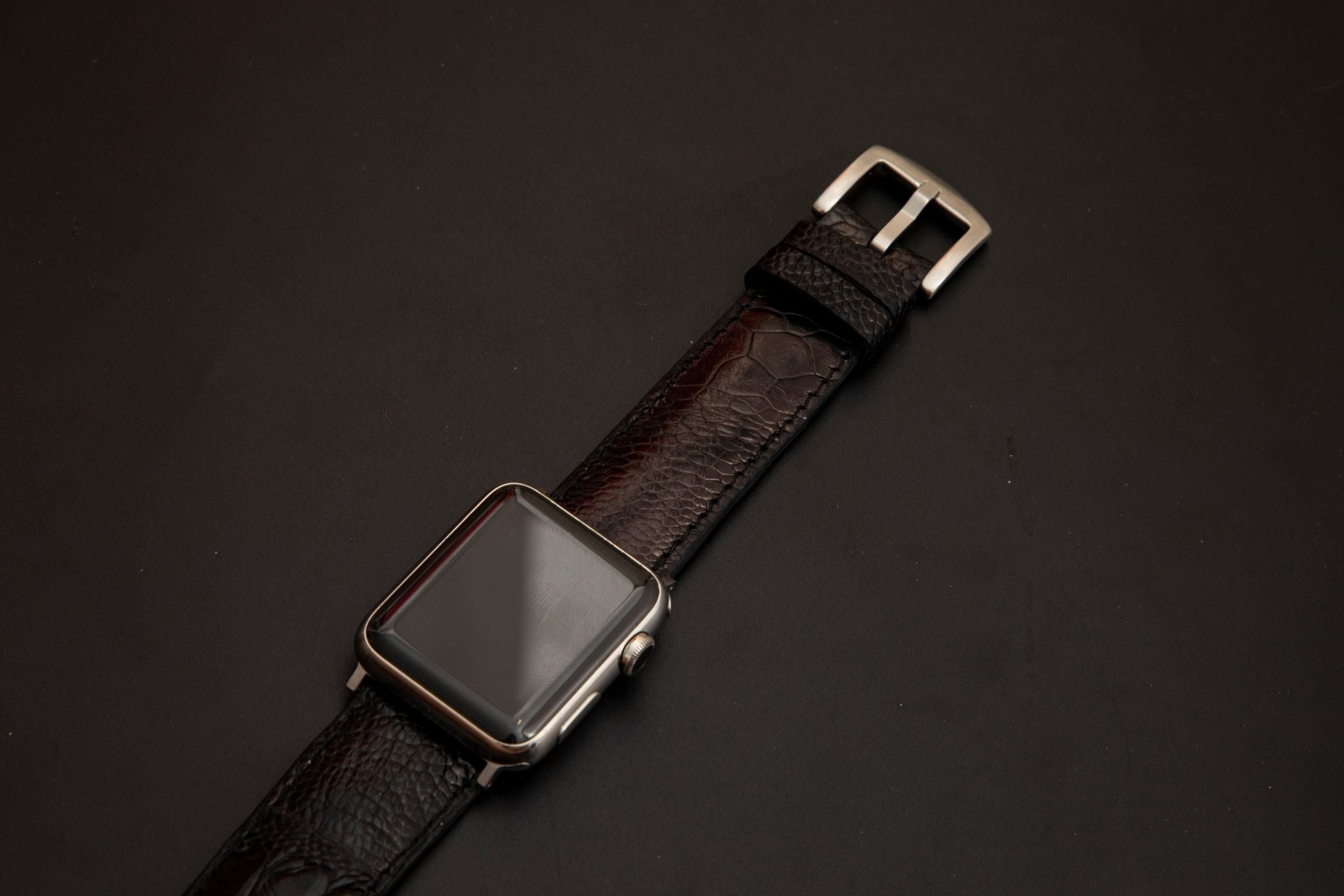 BLACK OSTRICH LEATHER STRAP