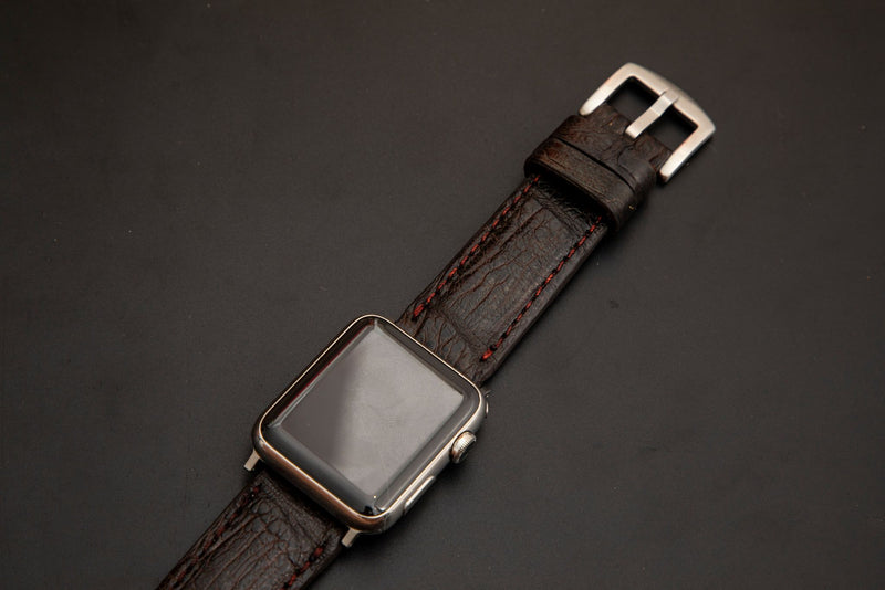 BROWN CROCODILE BELLY LEATHER STRAP