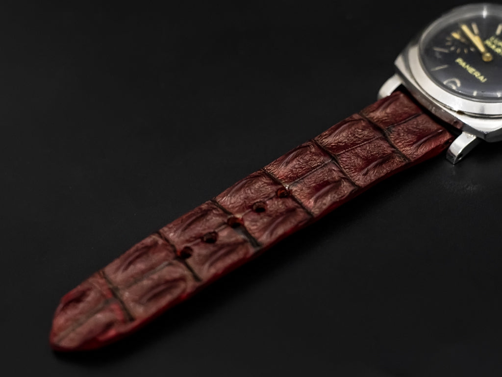 RED CROCODILE HORNBACK LEATHER STRAP
