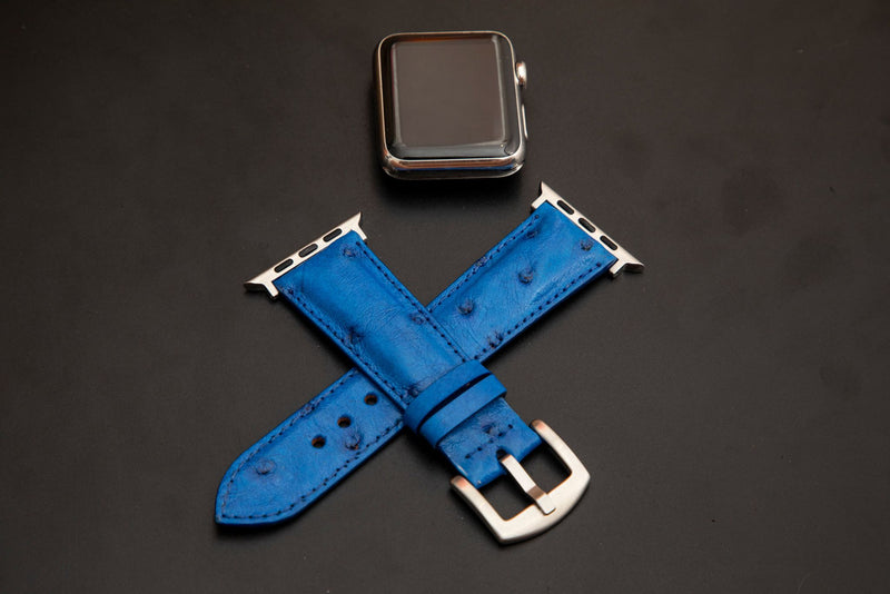 BLUE OSTRICH LEATHER STRAP