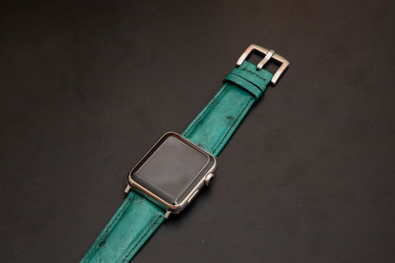 GREEN OSTRICH LEATHER STRAP