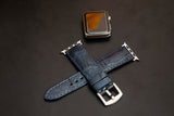 BLUE CROCODILE BELLY LEATHER STRAP
