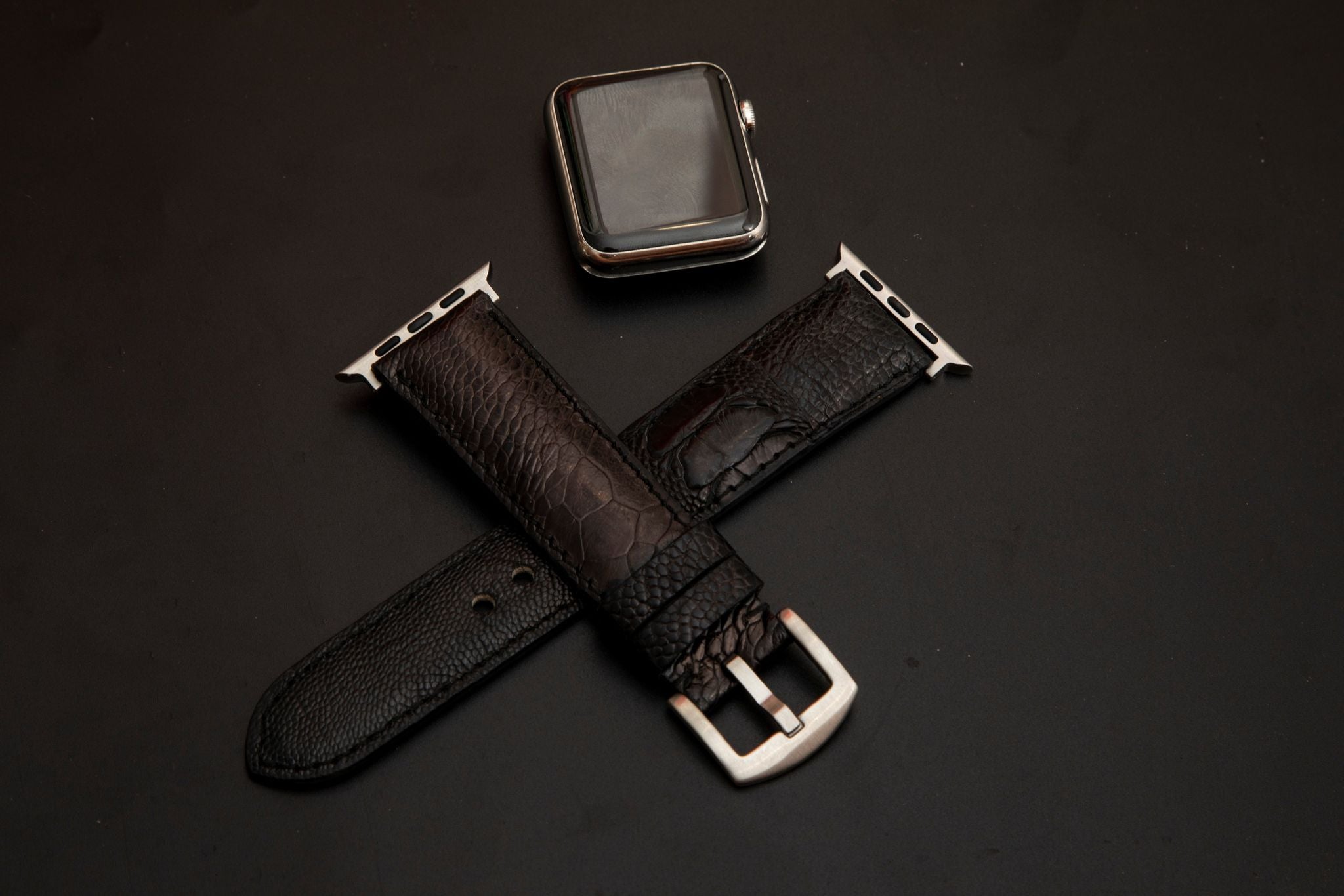 BLACK OSTRICH LEATHER STRAP