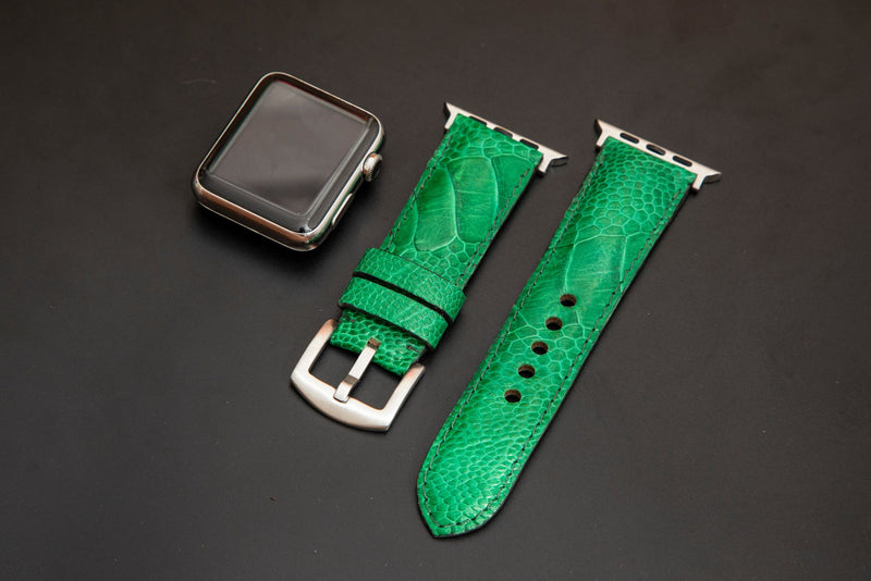 GREEN OSTRICH LEATHER STRAP