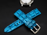 BLUE CROCODILE HORNBACK LEATHER STRAP