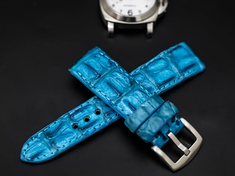 BLUE CROCODILE HORNBACK LEATHER STRAP