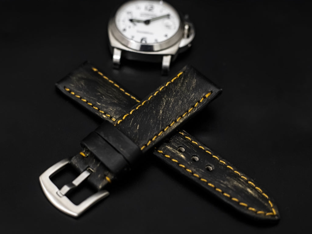 BLACK&GOLD CALF LEATHER STRAP