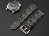 GREY CROCODILE HORNBACK LEATHER STRAP