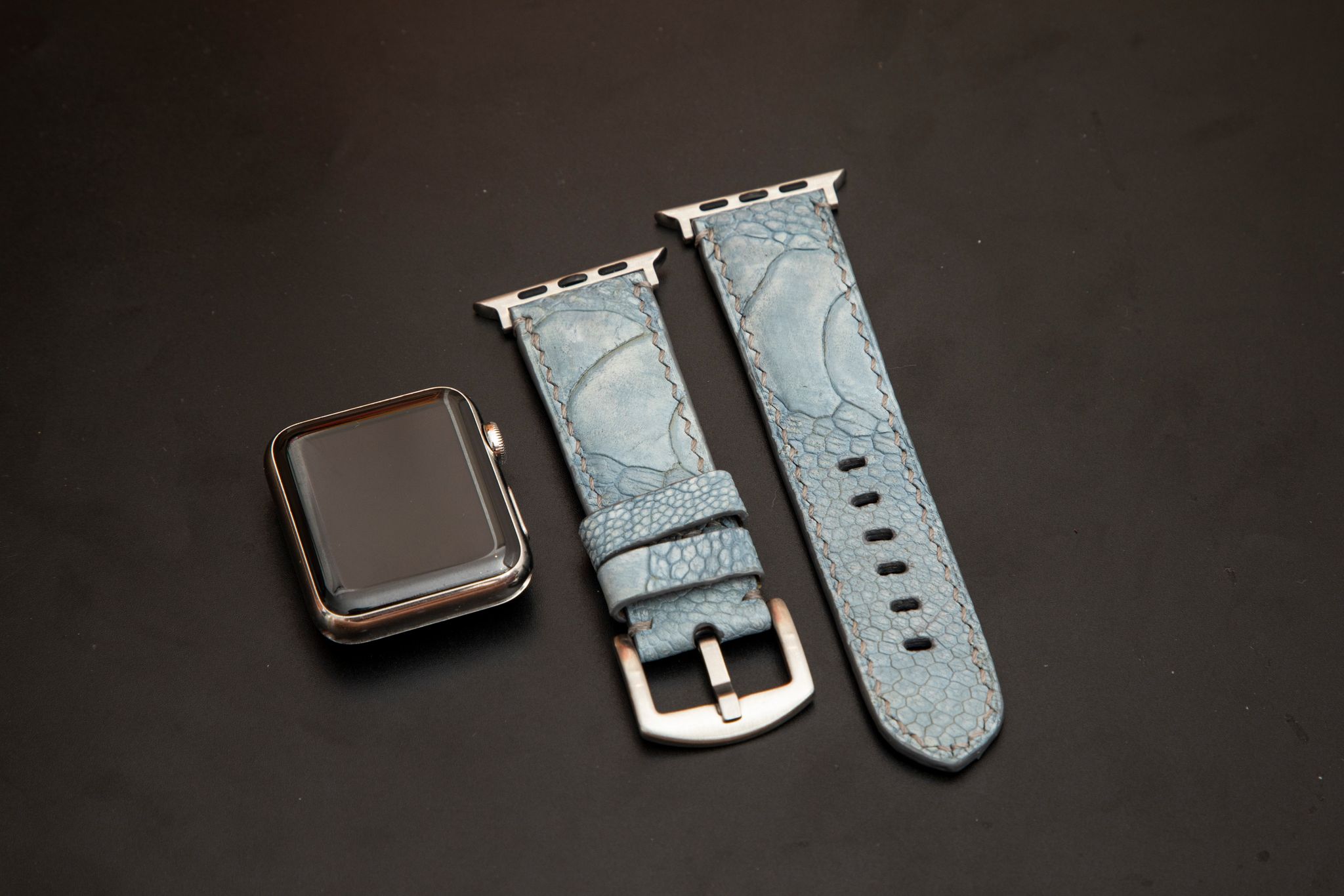 BLUE OSTRICH LEATHER STRAP