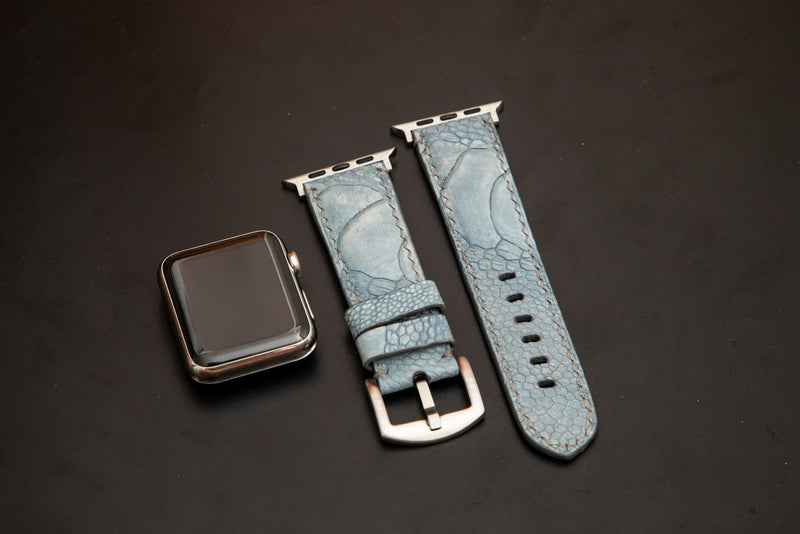 BLUE OSTRICH LEATHER STRAP