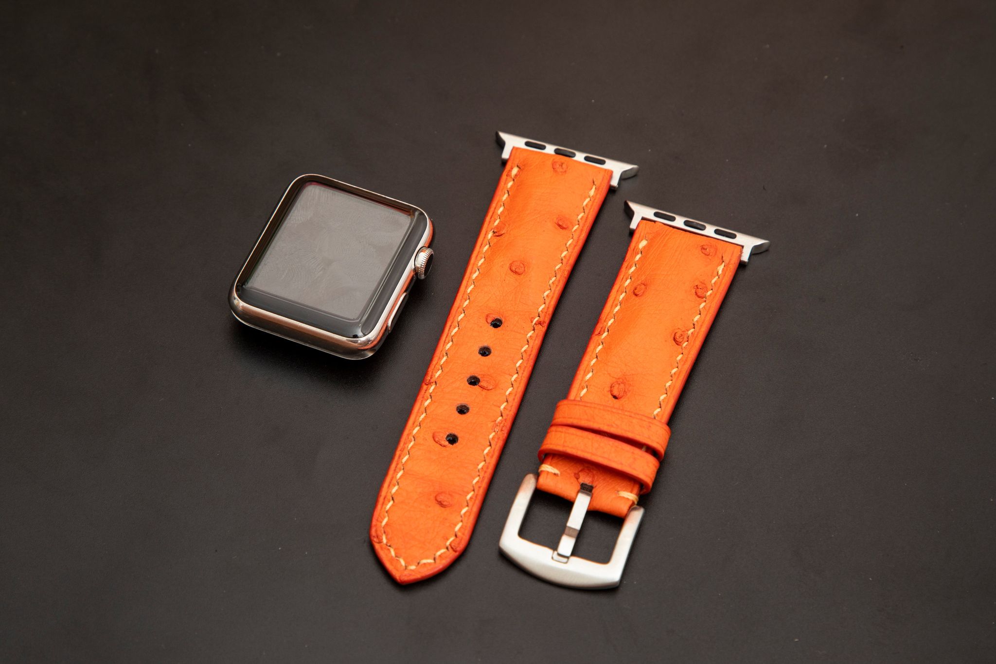 ORANGE OSTRICH LEATHER STRAP