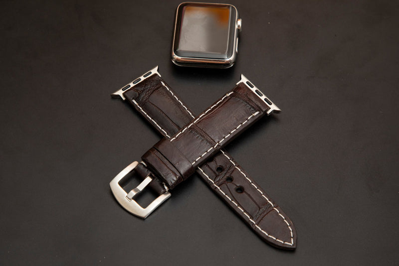 BROWN CROCODILE BELLY LEATHER STRAP