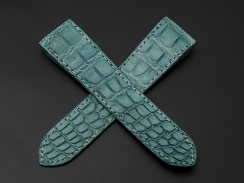 BLUE CROCODILE BELLY LEATHER STRAP