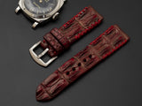 RED CROCODILE HORNBACK LEATHER STRAP