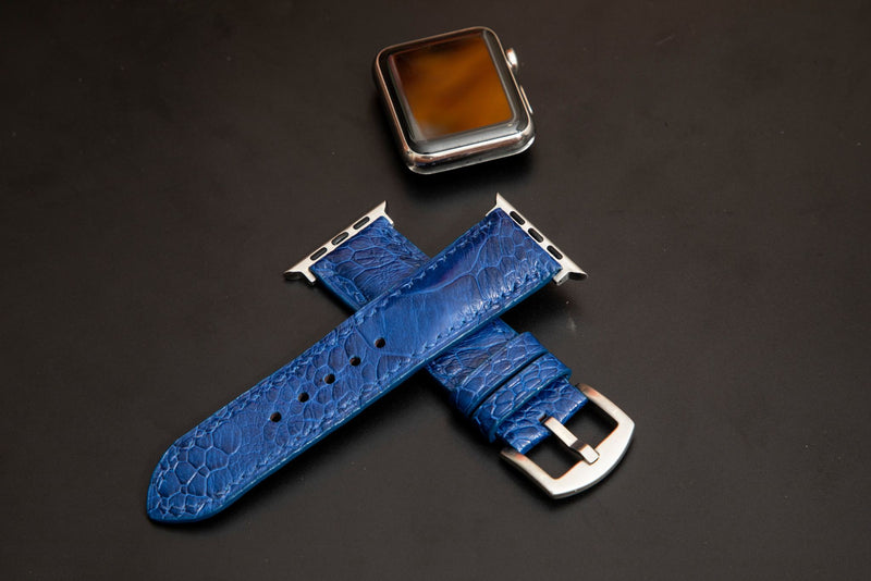 BLUE OSTRICH LEATHER STRAP