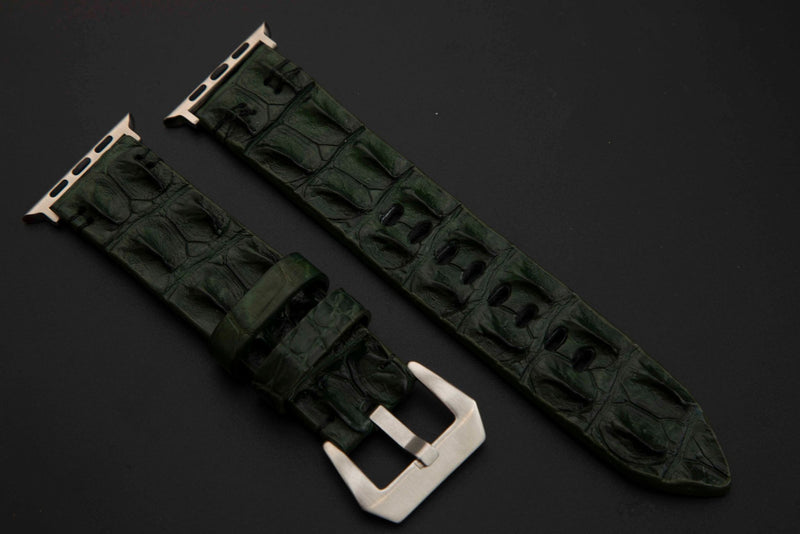 GREEN CROCODILE HORNBACK LEATHER STRAP