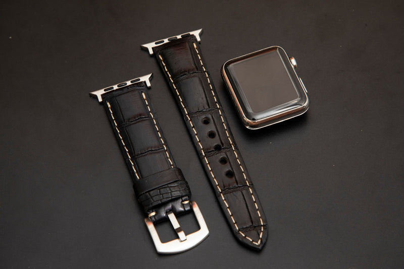 BLACK CROCODILE BELLY LEATHER STRAP - Lac Crado 