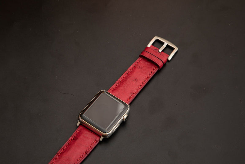 RED OSTRICH LEATHER STRAP