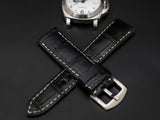BLACK CROCODILE BELLY LEATHER STRAP