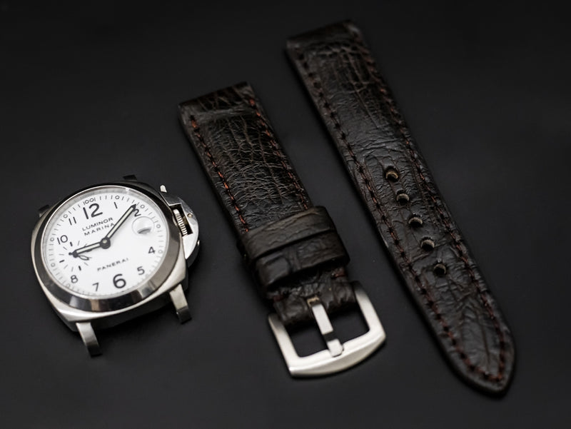 BROWN CROCODILE BELLY LEATHER STRAP