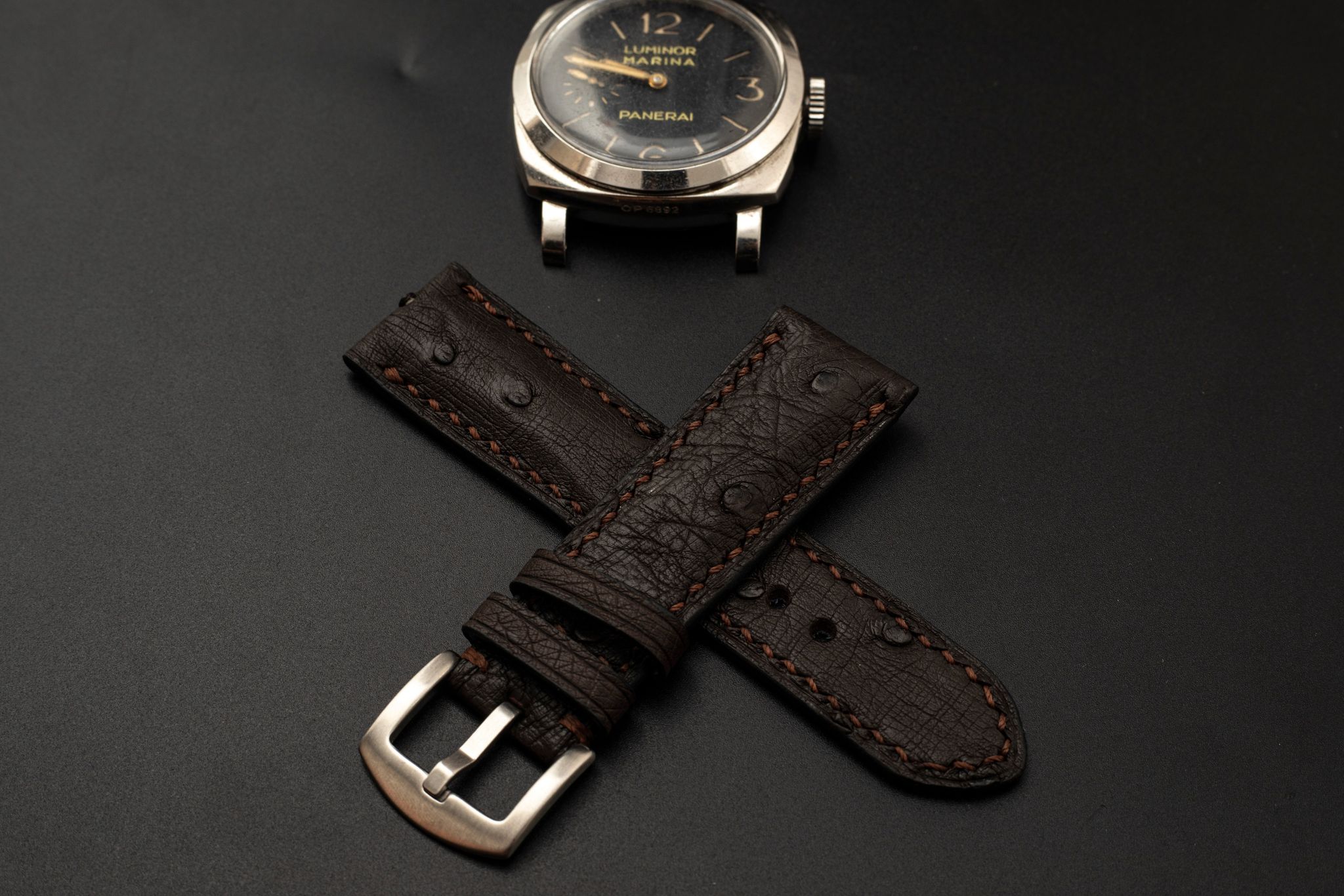 BROWN OSTRICH LEATHER STRAP