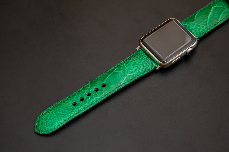 GREEN OSTRICH LEATHER STRAP