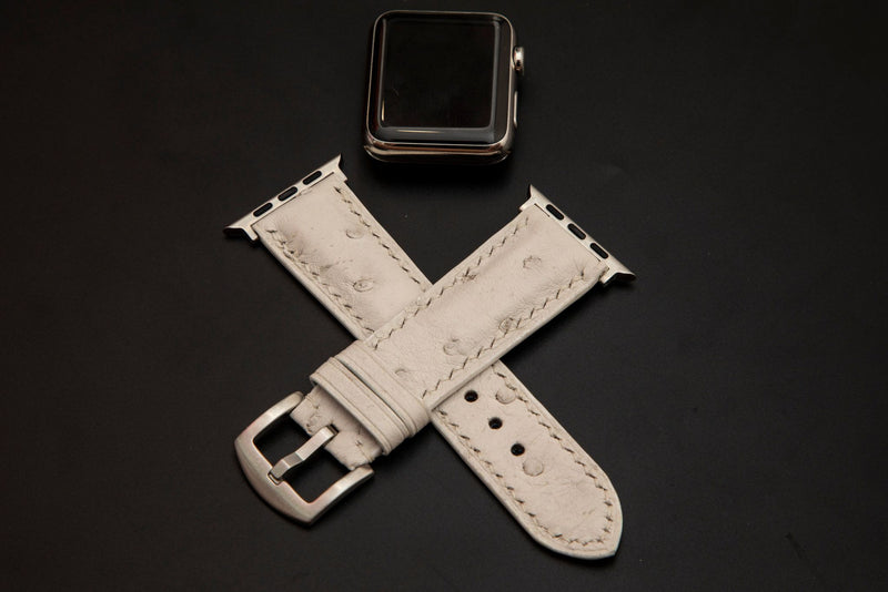 WHITE OSTRICH LEATHER STRAP