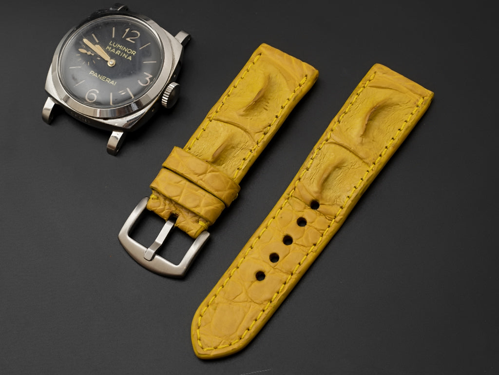 YELLOW CROCODILE HORNBACK LEATHER STRAP