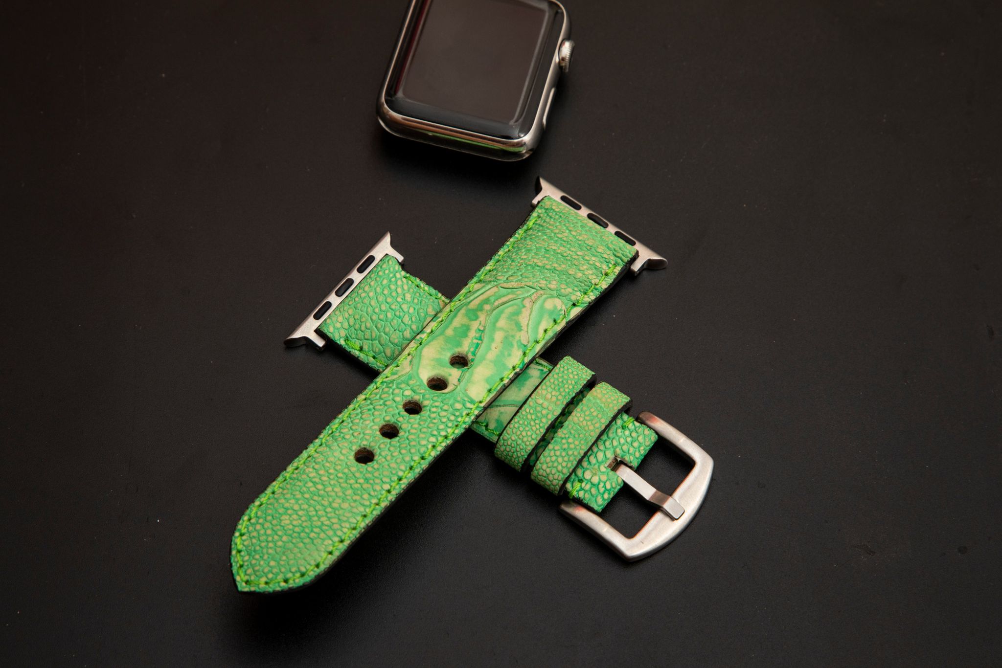 GREEN OSTRICH LEATHER STRAP