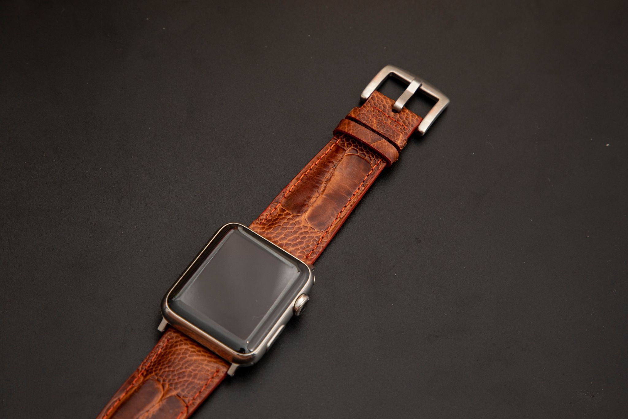 BROWN OSTRICH LEATHER STRAP