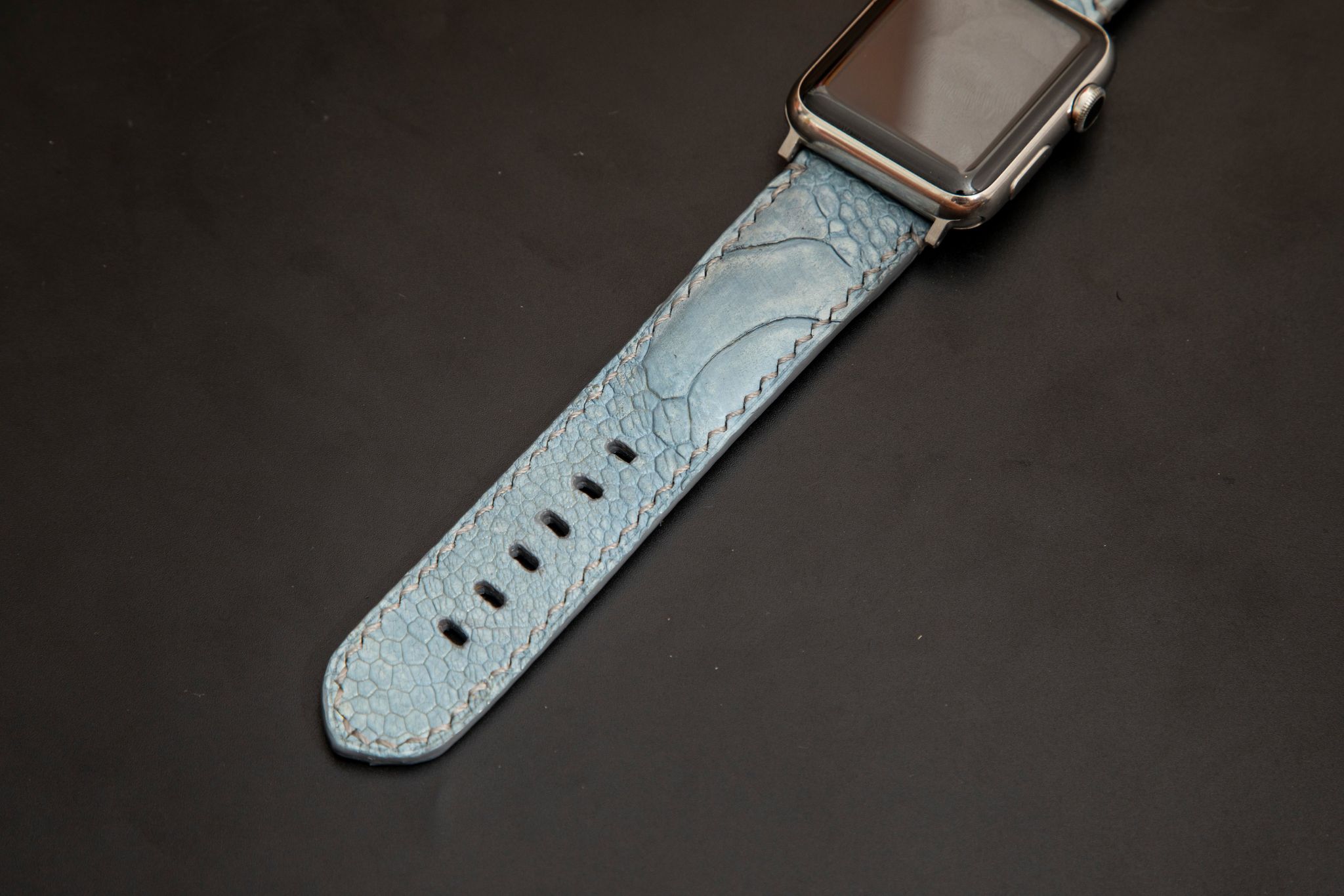 BLUE OSTRICH LEATHER STRAP