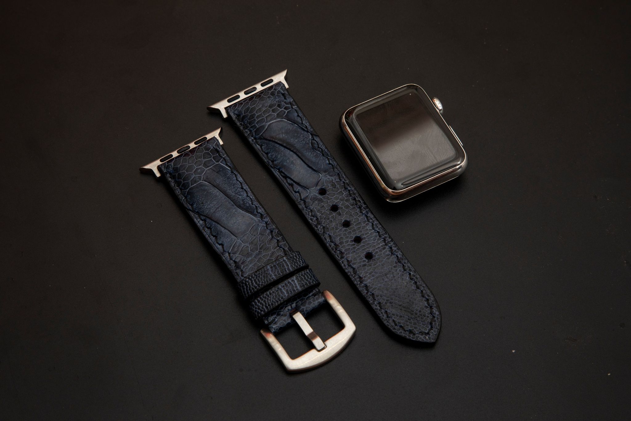 BLUE OSTRICH LEATHER STRAP