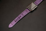 PURPLE CROCODILE BELLY LEATHER STRAP