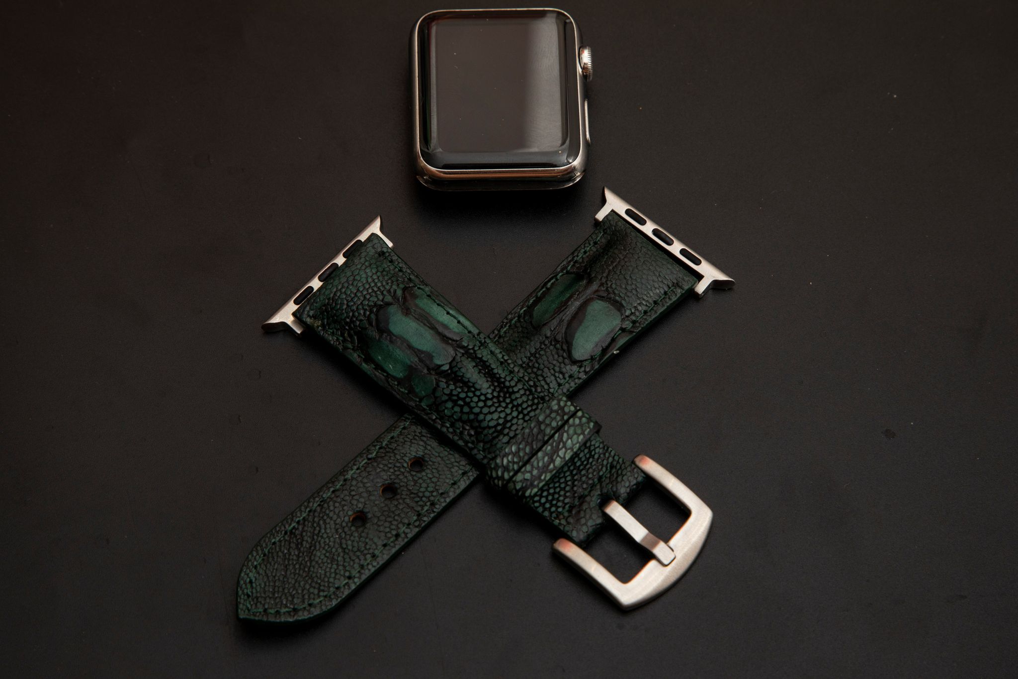 GREEN OSTRICH LEATHER STRAP