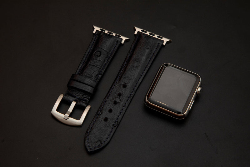 BLACK OSTRICH LEATHER STRAP