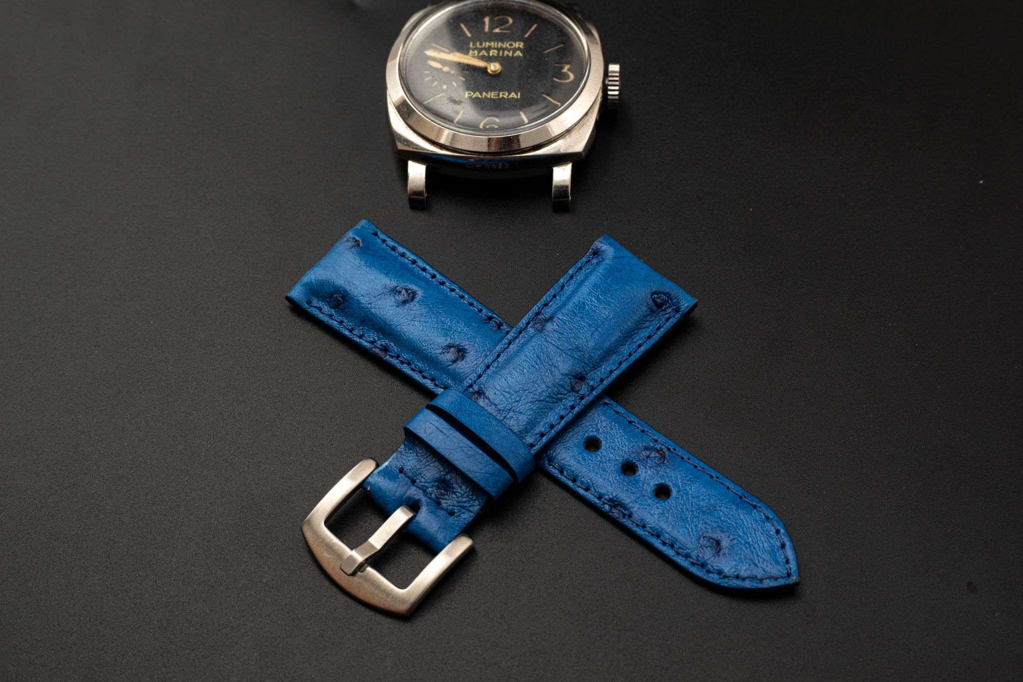 BLUE OSTRICH LEATHER STRAP