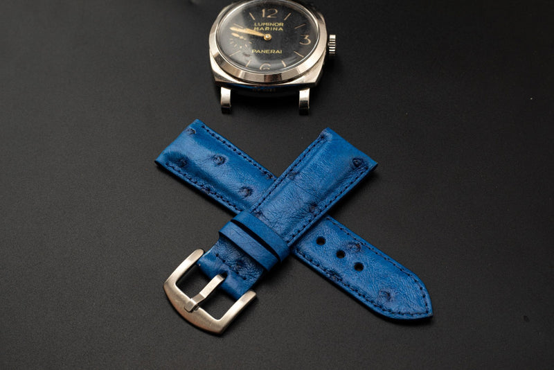 BLUE OSTRICH LEATHER STRAP