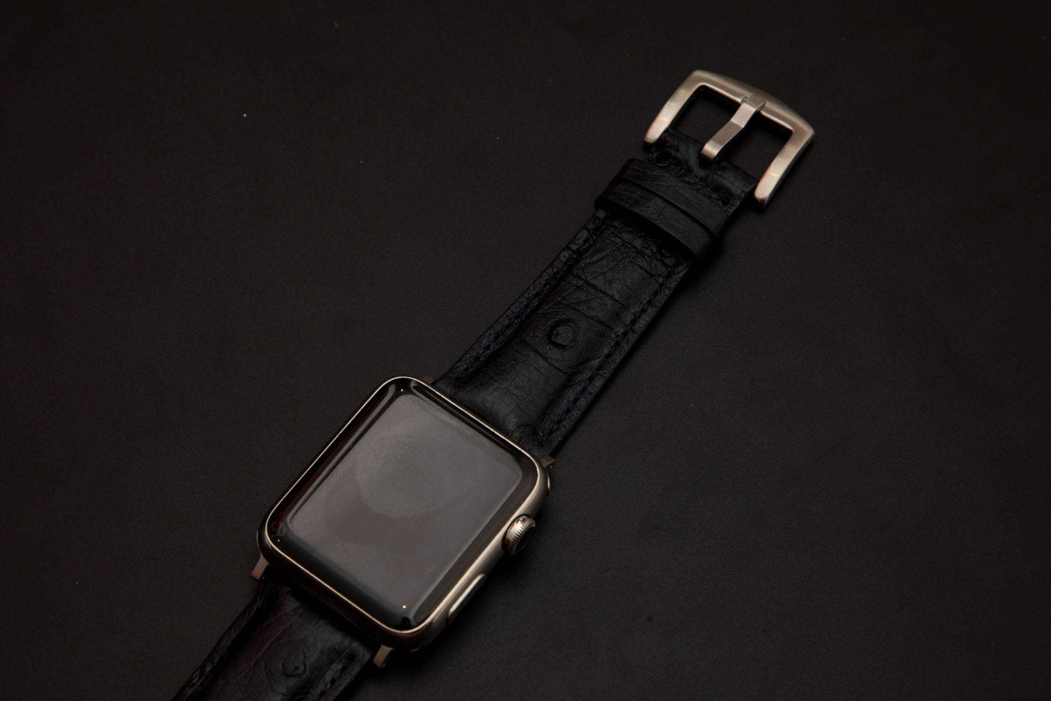 BLACK OSTRICH LEATHER STRAP