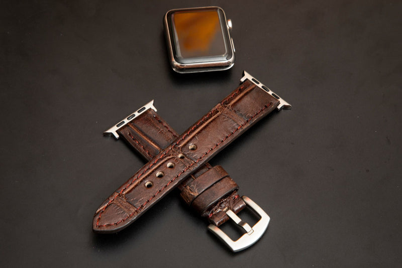 BROWN CROCODILE BELLY LEATHER STRAP